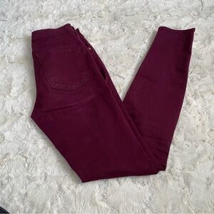 FRAME Women's Size 24 Burgundy Red Le Skinny de Jeanne Distressed Jeans